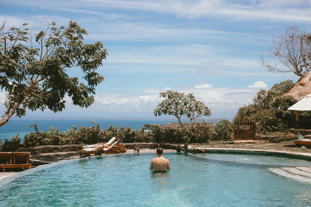 a view over the sea from a wellness resort